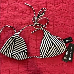 NWT Sole East black and white bikini top. Size large.